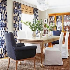 Blue and White Ikat Curtain Panels (2)